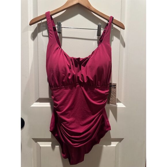 NWT Caribbean Sand One Piece Pink Women's Swimsuit Size 18W - Picture 1 of 10